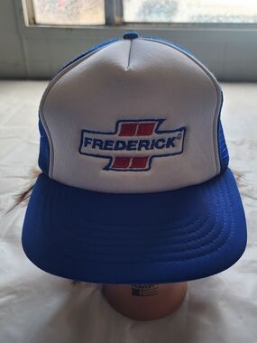 Vtg Frederick Transport Trucker Snapback Blue & White Trucker Hat